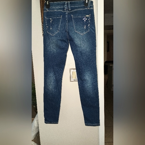 Bebe Rhinestone & Distressed Jeans - Picture 2 of 4